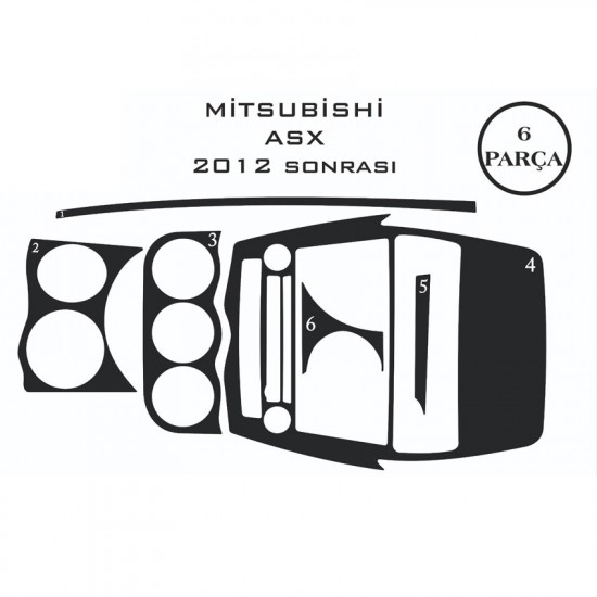 Mitsubishi Asx 12- 6 Parça Konsol Maun Kaplama