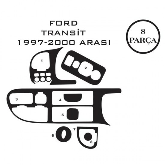 Ford Transit Connect 95-02 8 Parça Konsol Maun Kaplama