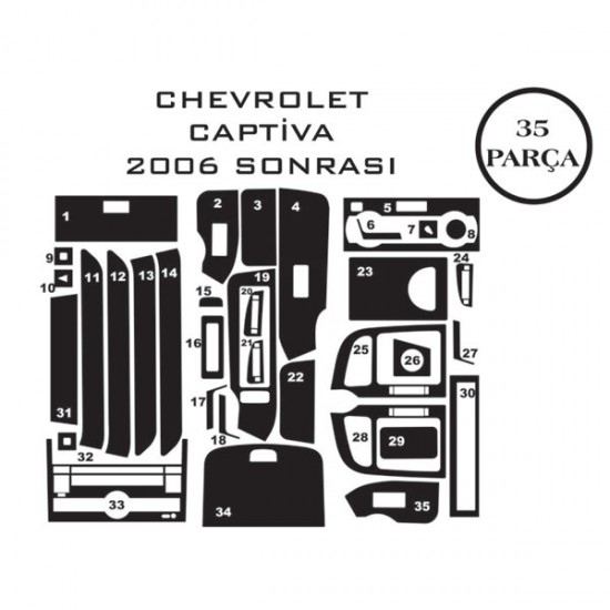 Chevrolet Captiva 11-16 35 Parça Konsol Maun Kaplama