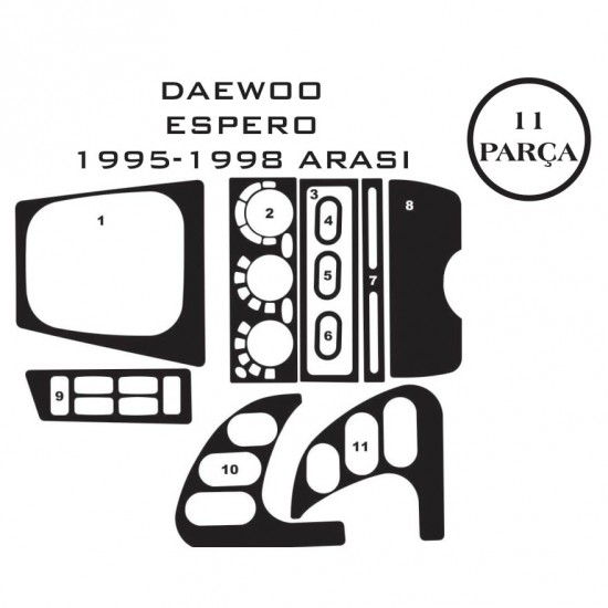 Daewoo Espero 90-97 11 Parça Konsol Maun Kaplama