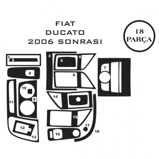 Fiat Ducato 06-14 18 Parça 06-10 Konsol Maun Kaplama