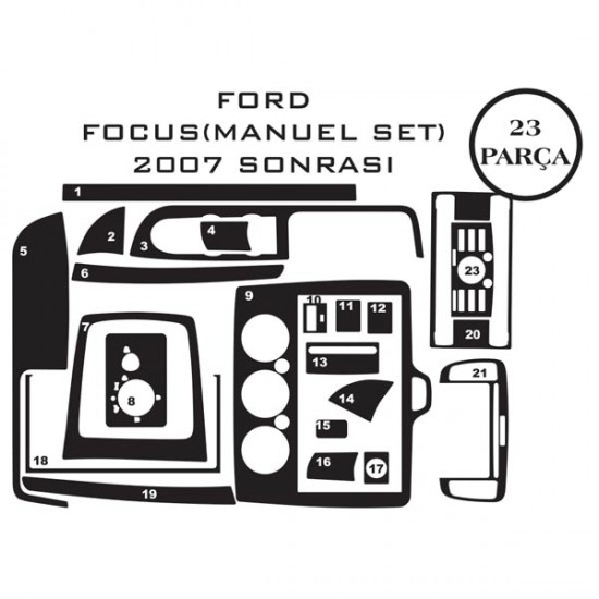 Ford Focus 08-11 23 Parça Manuel Konsol Maun Kaplama
