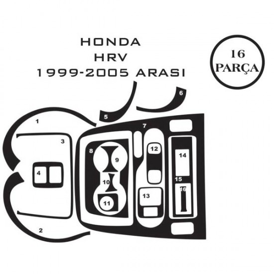 Honda Hrv 96-06 16 Parça Konsol Maun Kaplama