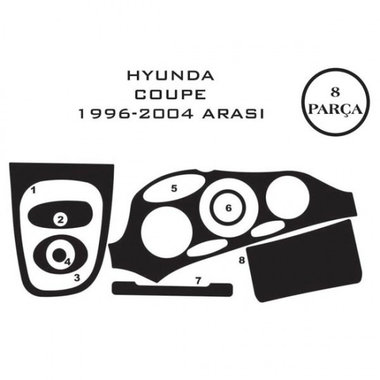Hyundai Coupe 96-08 8 Parça Konsol Maun Kaplama