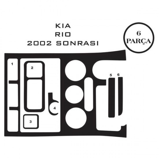 Kia Rio 00-05 6 Parça Konsol Maun Kaplama