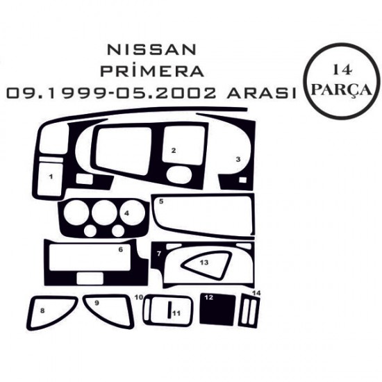 Nissan Primera 99-02 14 Parça Konsol Maun Kaplama
